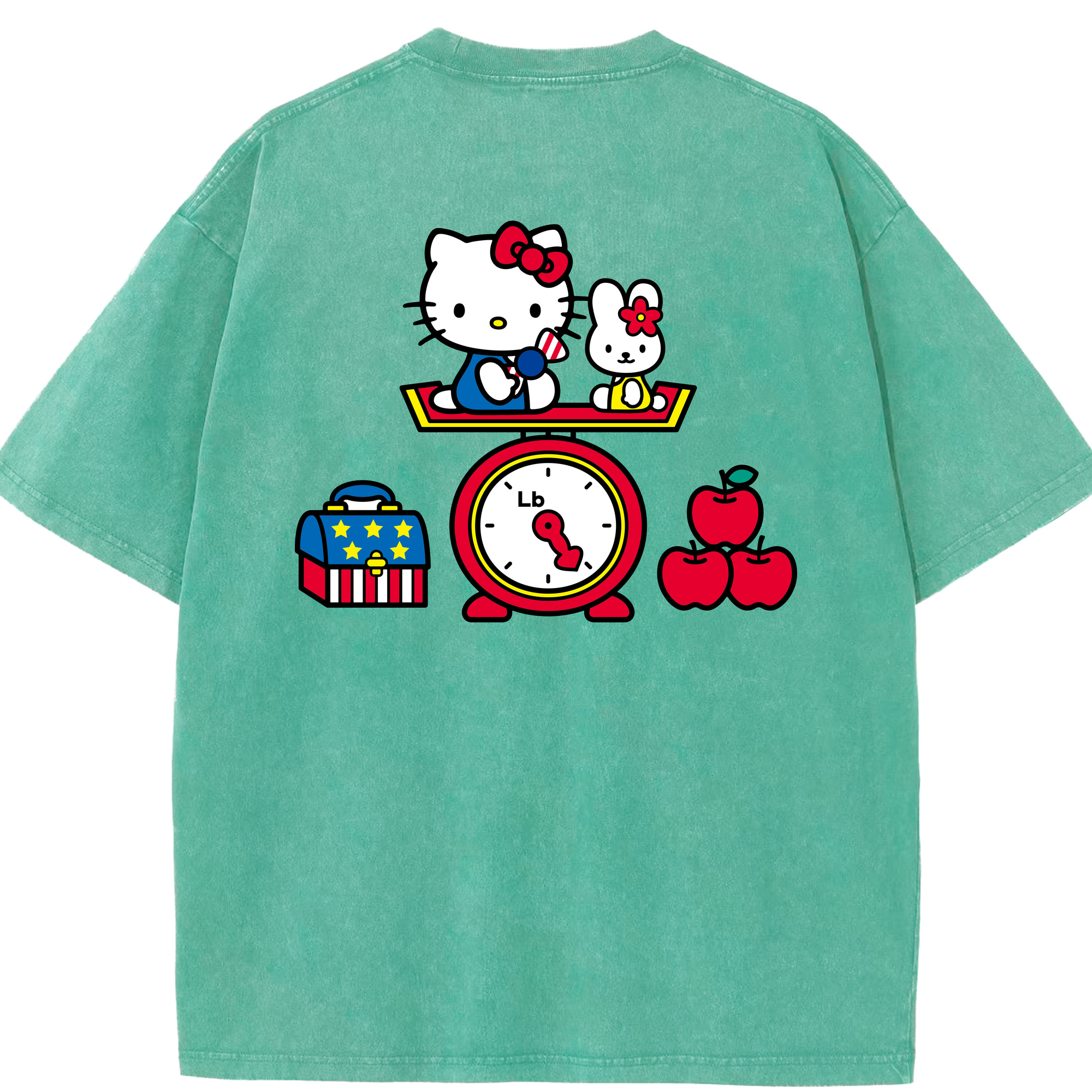 （画像用） Hello Kitty ハローキティ 綿100% ヴィンテージ風 半袖Tシャツ（背面プリント）